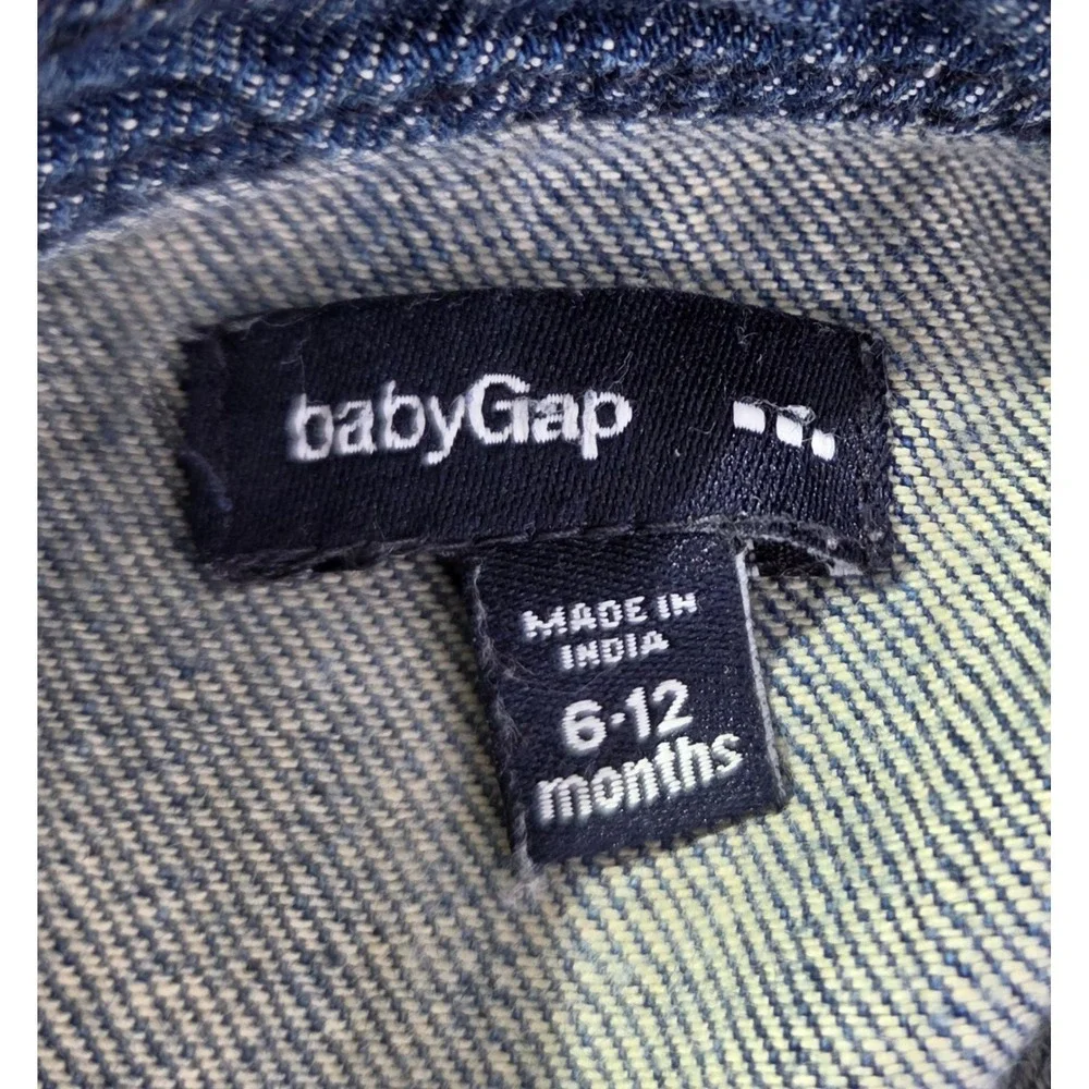 Baby GAP Girls Size 6-12 Month Dress Denim Sleeveless Blue Buttons Retro Classic